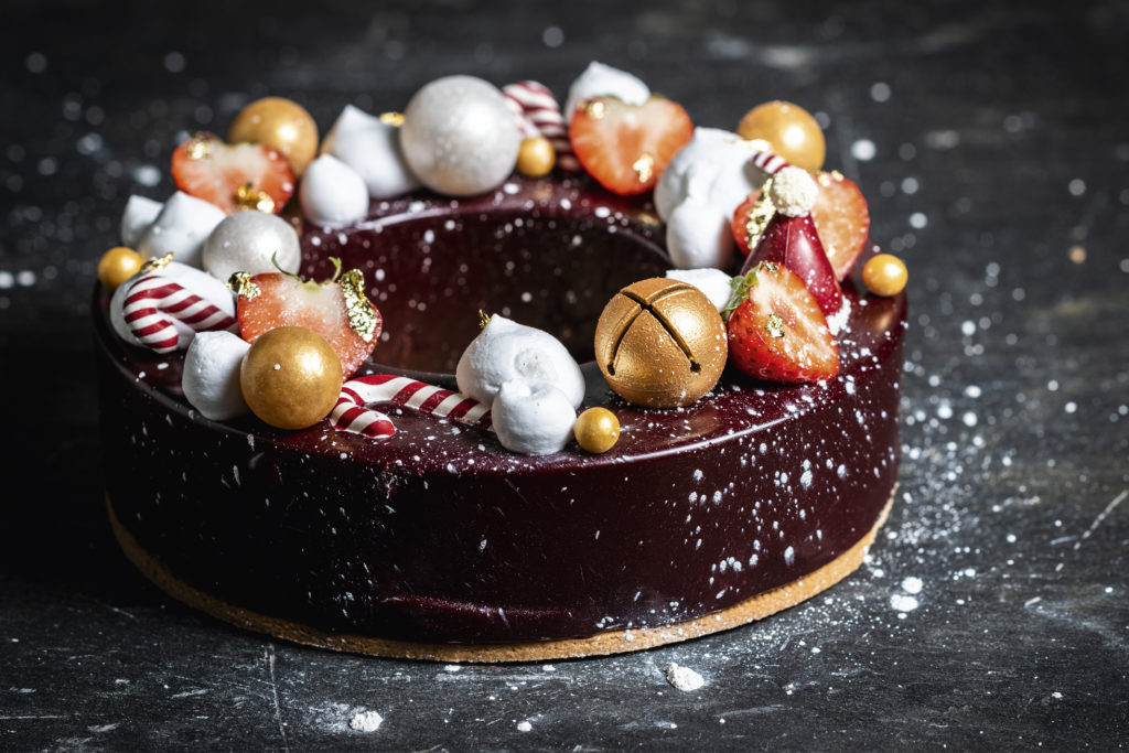 La couronne de Noël à la framboise et au chocolat Le Lab